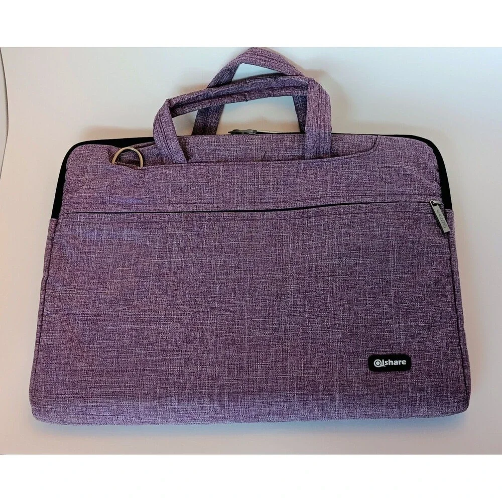 Qishare Purple Heathered Laptop Case Bag No Shoulder Strap